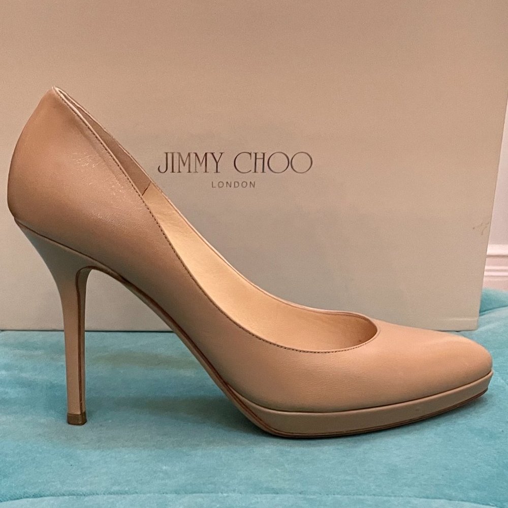 Jimmy Choo Aimee Pump in Nude Kid Leather
